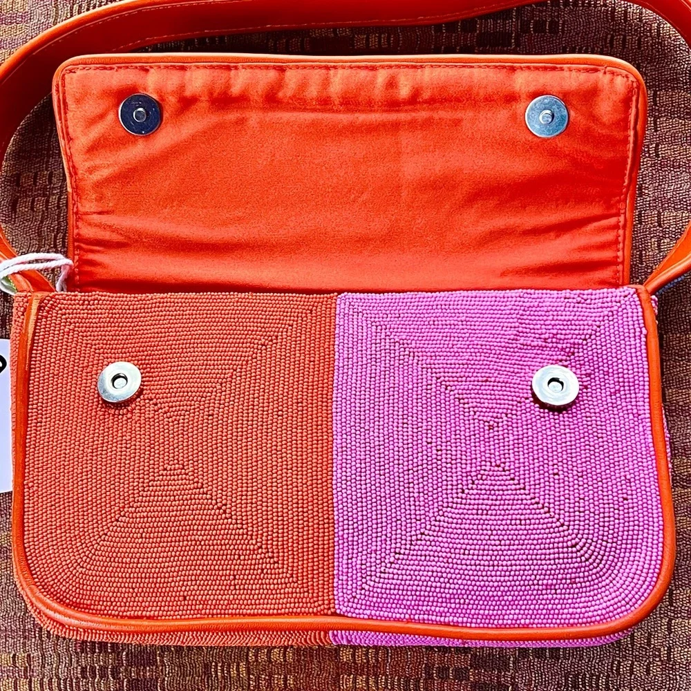 🌺🎉HP🎉🌺 NWT Staud Beaded Tommy Shoulder Bag Multi Colorblock 🌟RARE FIND🌟 - Picture 8 of 16